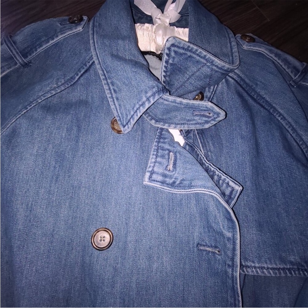Lauren Ralph Lauren Light Blue Denim Trench Coat 16W - Picture 9 of 14